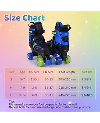 Sugift Quad Roller Skates for Kids and Teens with Expandable Sizing and Light-Up Wheels Ages 9-14