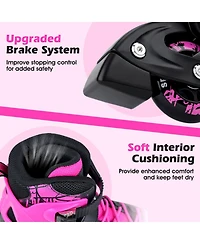 Sugift Kids Inline Skates with Aluminum Frame Traditional Laces and Glow Wheels Ages 7-9