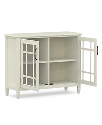 Simpli Home Connaught Solid Wood Low Storage Cabinet in Antique White