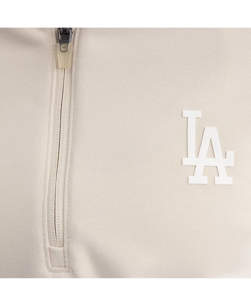 Fanatics Women's Beige Los Angeles Dodgers Oversized Clutch Tri-Blend Half-Zip Pullover Sweatshirt