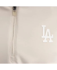Fanatics Women's Beige Los Angeles Dodgers Oversized Clutch Tri-Blend Half-Zip Pullover Sweatshirt