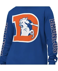 Starter Men's Royal Denver Broncos Clutch Hit Ii Logo Long-Sleeve T-Shirt
