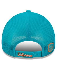 New Era Men's Aqua Miami Dolphins 2026 Sideline Apex 9FORTY Adjustable Trucker Hat