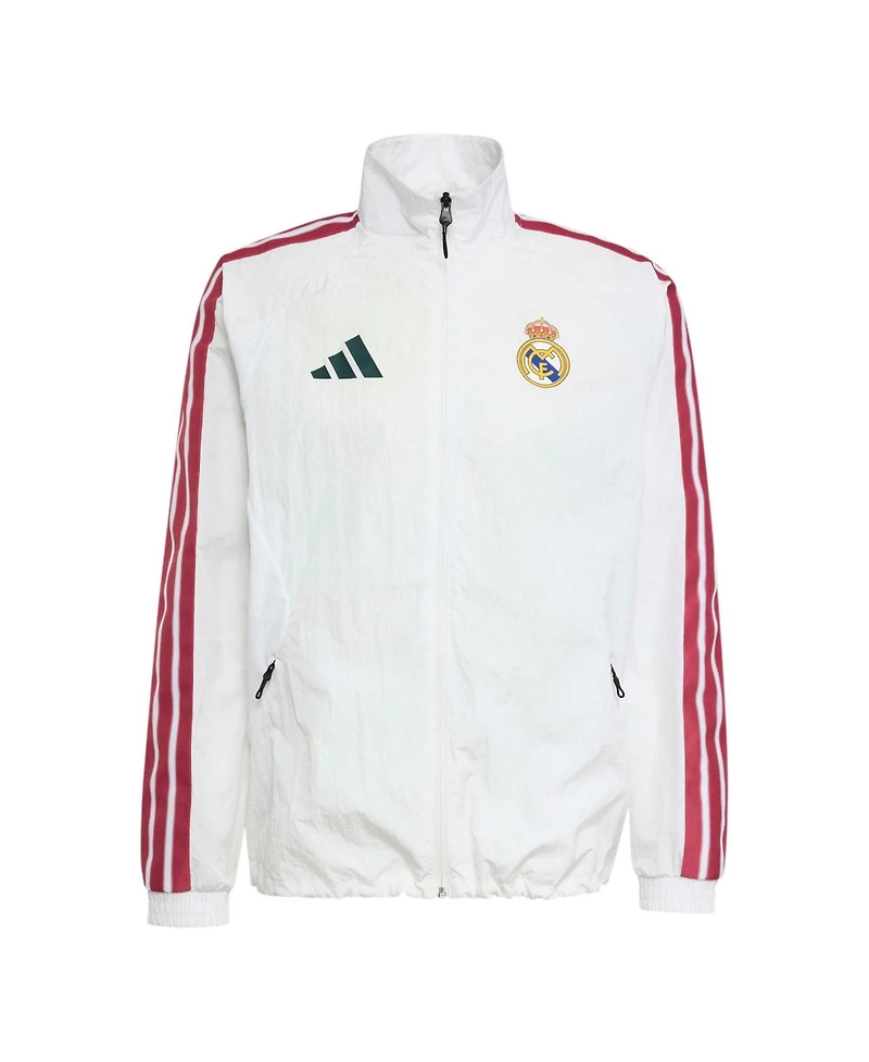 Adidas Men's White Real Madrid 2026 Full-Zip Anthem Jacket