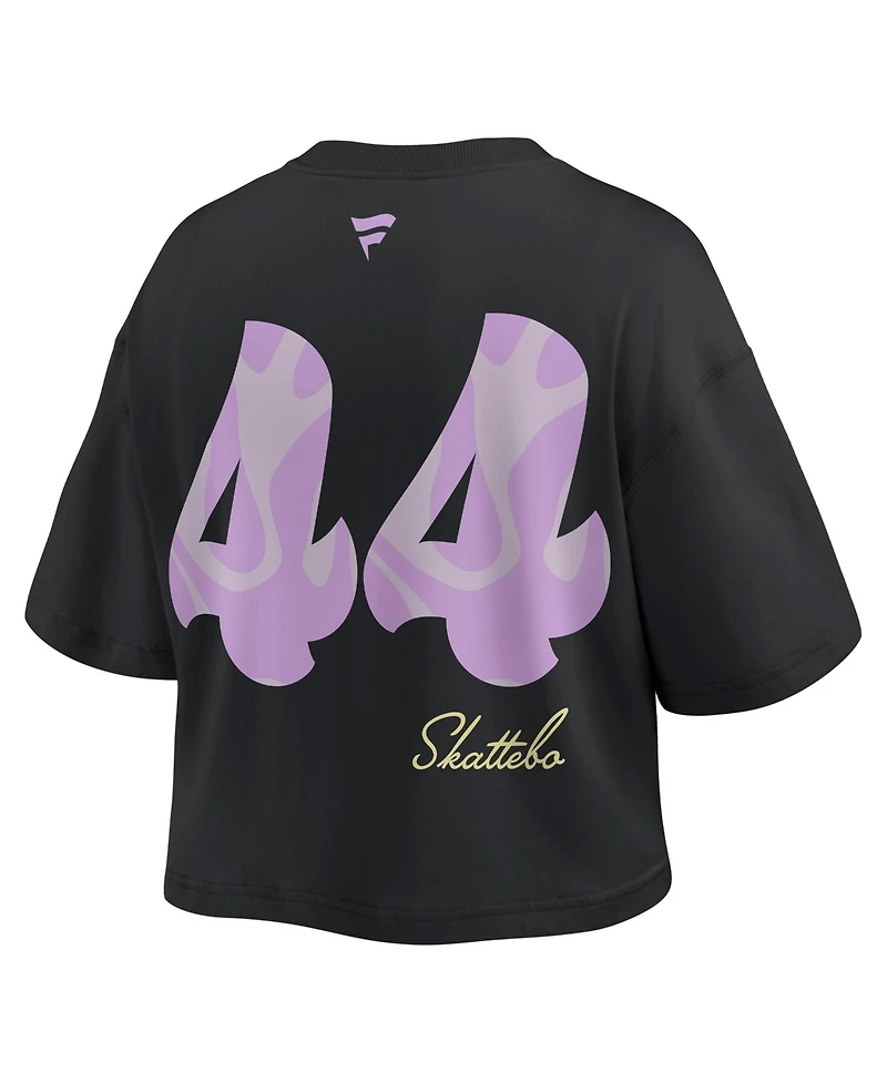 Fanatics Women's Cam Skattebo Black New York Giants Fashion Cropped T-Shirt