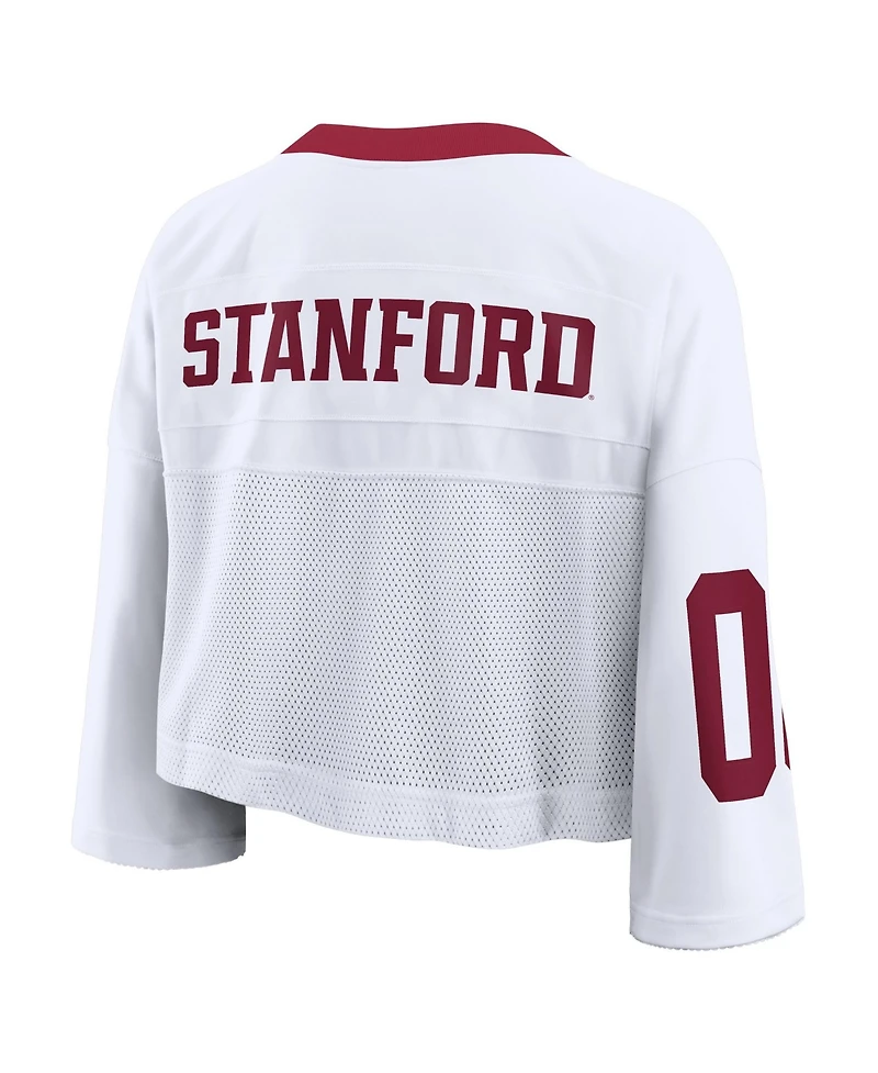 Nike Women's White Stanford Cardinal Oversized Logo Cropped Fashion Jersey