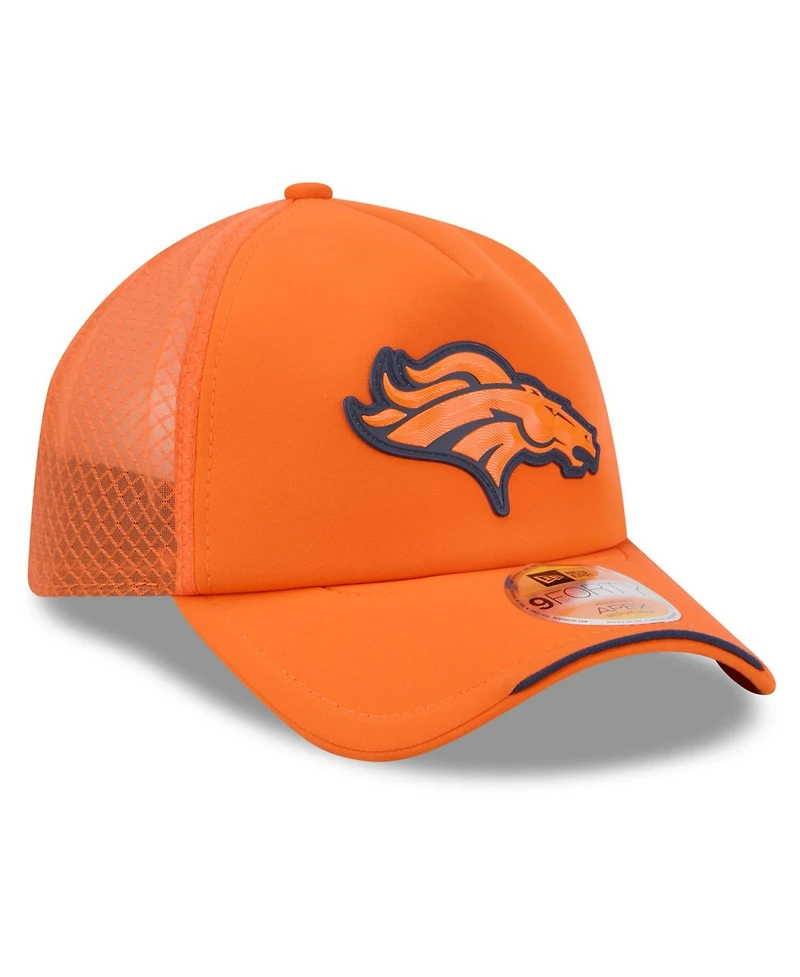 New Era Men's Orange Denver Broncos 2026 Sideline Apex 9FORTY Adjustable Trucker Hat