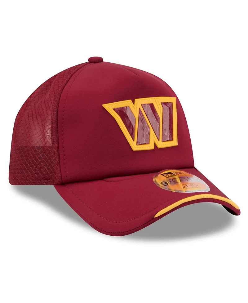 New Era Men's Burgundy Washington Commanders 2026 Sideline Apex 9FORTY Adjustable Trucker Hat