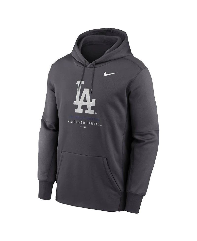 Nike Men's Anthracite Los Angeles Dodgers Therma-fit Hoodie