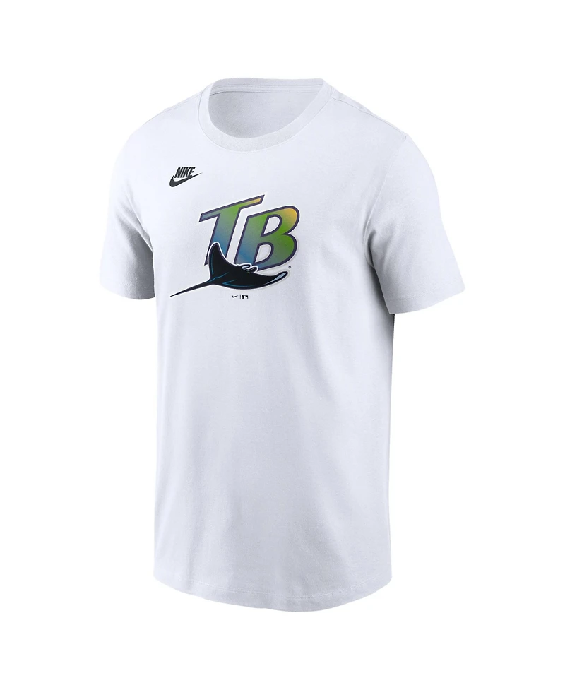 Nike Men's White Tampa Bay Rays Cooperstown Collection Logo T-Shirt