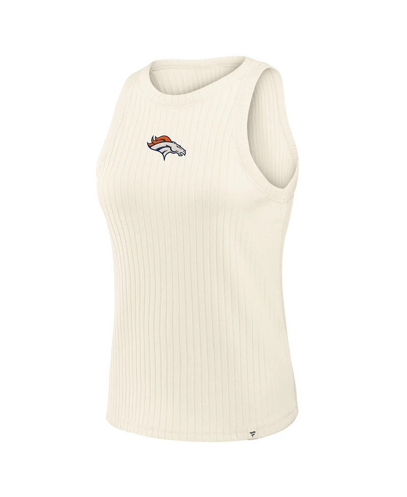 Fanatics Women's Cream Denver Broncos Star Play Tri-Blend Ribbed Tank Top