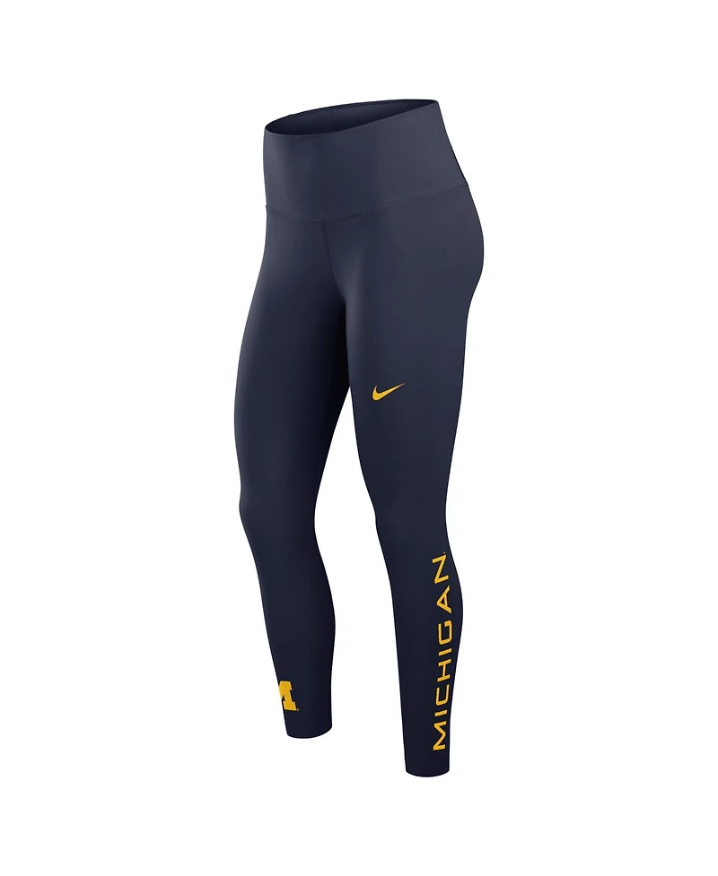 Nike Women's Navy Michigan Wolverines Zenvy High Dri-fit 7/8 Leggings
