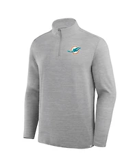 Fanatics Men's Heather Gray Miami Dolphins Clutch Quarter-Zip Pullover Sweatshirt