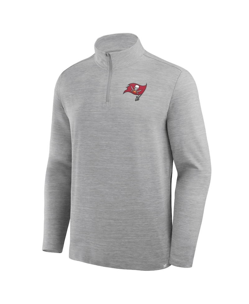 Fanatics Men's Heather Gray Tampa Bay Buccaneers Clutch Quarter-Zip Pullover Sweatshirt