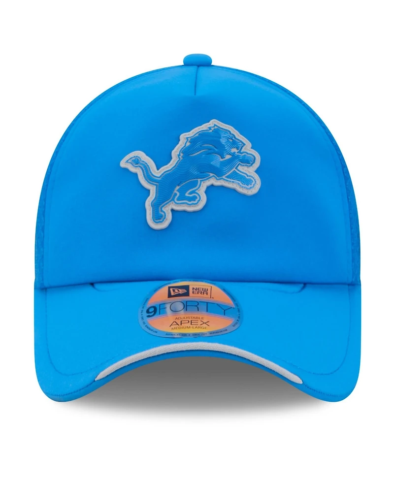 New Era Men's Blue Detroit Lions 2026 Sideline Apex 9FORTY Adjustable Trucker Hat