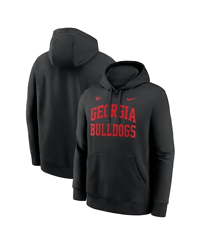 Nike Men's Black Georgia Bulldogs Primetime Arched Club Fleece Pullover Sweatshirt Hoodie