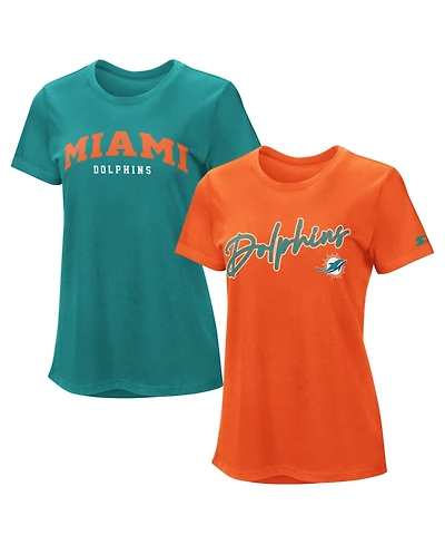 Starter Women's 2-piece Aqua/Orange Miami Dolphins T-Shirt