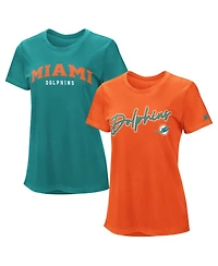 Starter Women's 2-piece Aqua/Orange Miami Dolphins T-Shirt