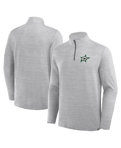 Fanatics Men's Heather Gray Dallas Stars Clutch Boarding Poly Quarter-Zip Pullover Sweatshirt