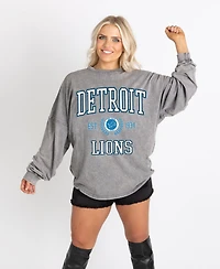 Gameday Couture Women's Gray Detroit Lions Oversized Final Score Snow WashLong sleeves T-Shirt