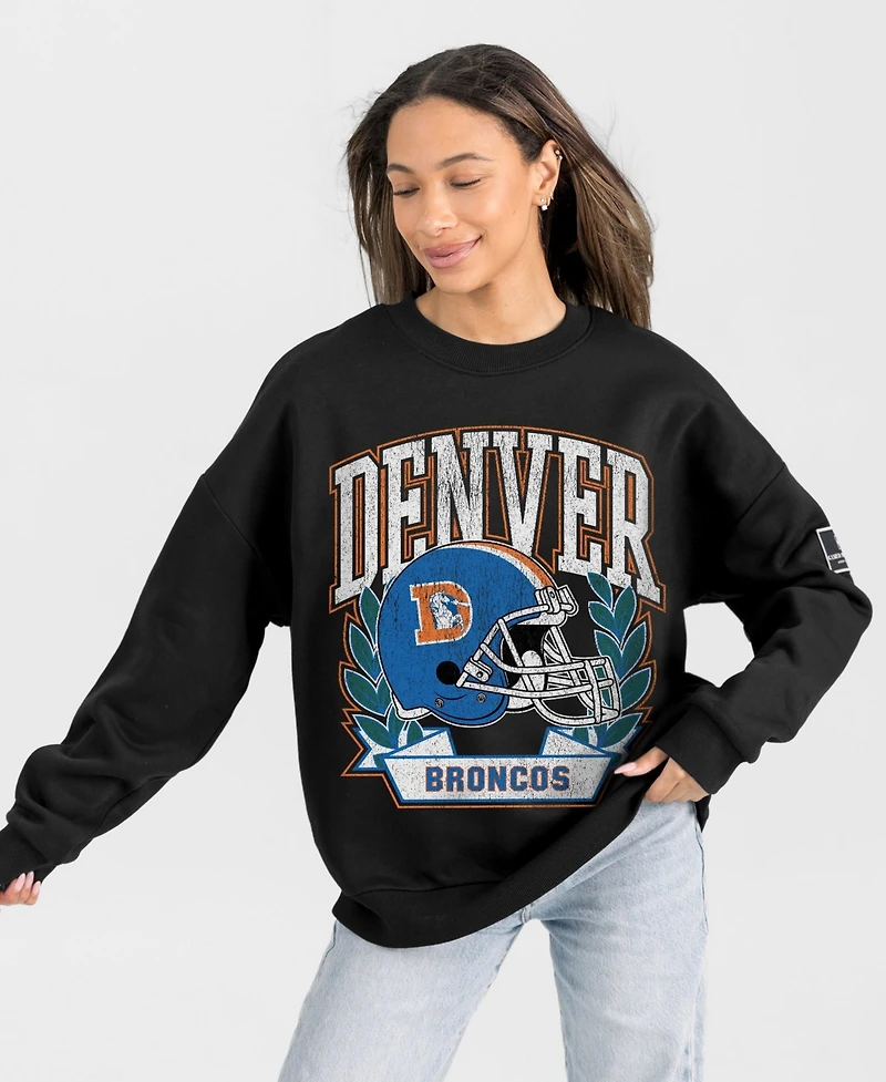 Gameday Couture Women's Black Denver Broncos Oversized Victory Lane Label Premium Fleece Sweatshirt