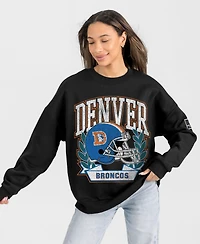 Gameday Couture Women's Black Denver Broncos Oversized Victory Lane Label Premium Fleece Sweatshirt