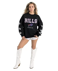 Gameday Couture Women's Black Buffalo Bills Velocity Relaxed Rhinestone Pullover Sweatshirt