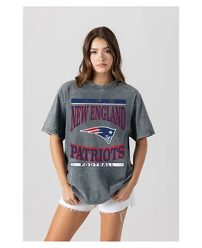 Gameday Couture Women's Gray New England Patriots Oversized Classic Grind Washed T-Shirt