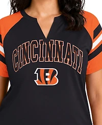 Starter Women's Black Cincinnati Bengals Plus Game On Notch Neck Raglan T-Shirt