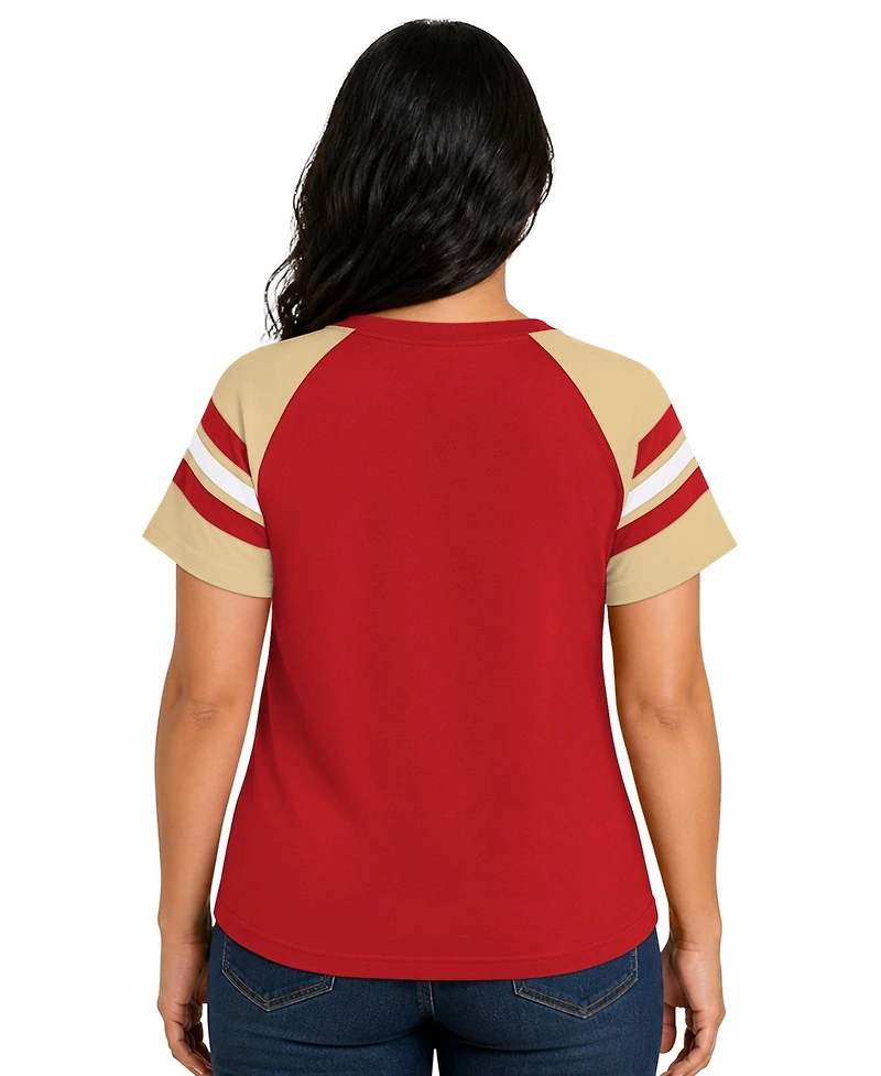 Starter Women's Scarlet San Francisco 49ers Plus Game On Notch Neck Raglan T-Shirt