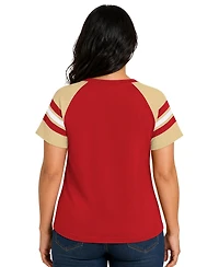 Starter Women's Scarlet San Francisco 49ers Plus Game On Notch Neck Raglan T-Shirt
