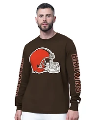 Starter Men's Brown Cleveland Browns Clutch Hit Ii Long-Sleeve T-Shirt