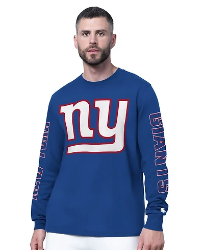 Starter Men's Royal New York Giants Clutch Hit Ii Long-Sleeve T-Shirt