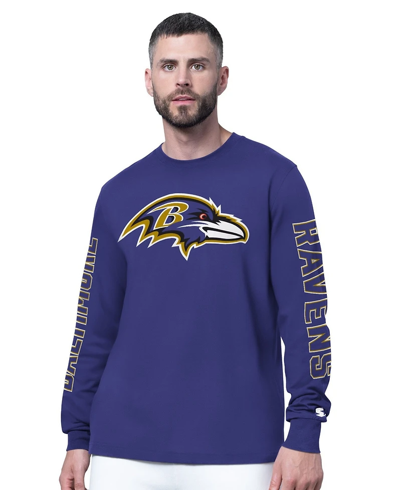 Starter Men's Purple Baltimore Ravens Clutch Hit Ii Long-Sleeve T-Shirt