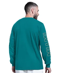 Starter Men's Aqua Miami Dolphins Clutch Hit Ii Logo Long-Sleeve T-Shirt