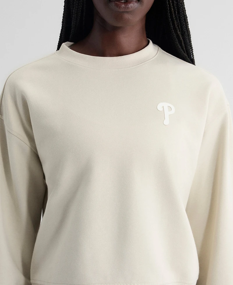Fanatics Women's Beige Philadelphia Phillies Oversized Clutch Tri-Blend Sweatshirt