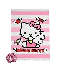 Hello Kitty Adult Travel Set with Neck Pillow Eye Mask and Throw Blanket - Adorable Comfort for Hello Kitty Fans on the Go!