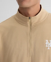 Fanatics Men's Khaki New York Mets Clutch Quarter-Zip Pullover Sweatshirt