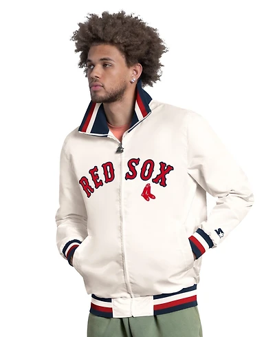Starter Men's White Boston Red Sox The Captain Cooperstown Logo Full-Zip Varsity Jacket