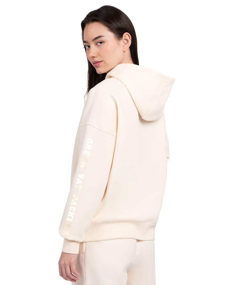 Starter Women's Cream Green Bay Packers Pastels Relaxed Travel Hoodie