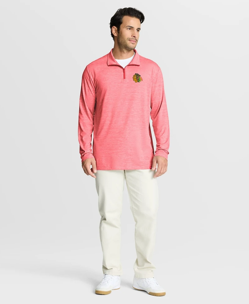 Fanatics Men's Heather Red Chicago Blackhawks Clutch Boarding Poly Quarter-Zip Pullover Sweatshirt
