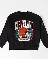 Gameday Couture Women's Black Cleveland Browns Oversized Victory Lane Label Premium Fleece Sweatshirt