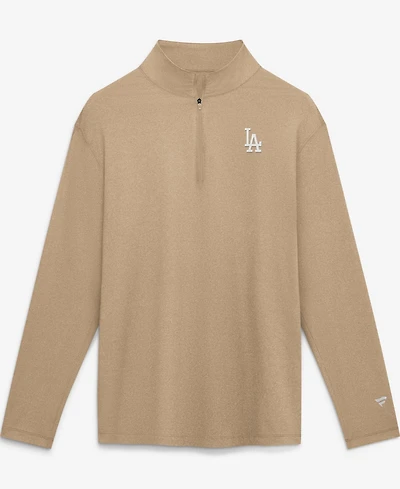 Fanatics Men's Khaki Los Angeles Dodgers Clutch Quarter-Zip Pullover Sweatshirt