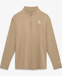 Fanatics Men's Khaki Los Angeles Dodgers Clutch Quarter-Zip Pullover Sweatshirt