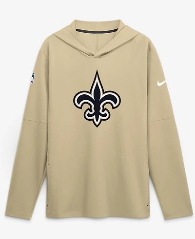 Nike Men's Gold New Orleans Saints Sideline Alternate LightweightLong sleeves Hooded Dri-fit T-Shirt