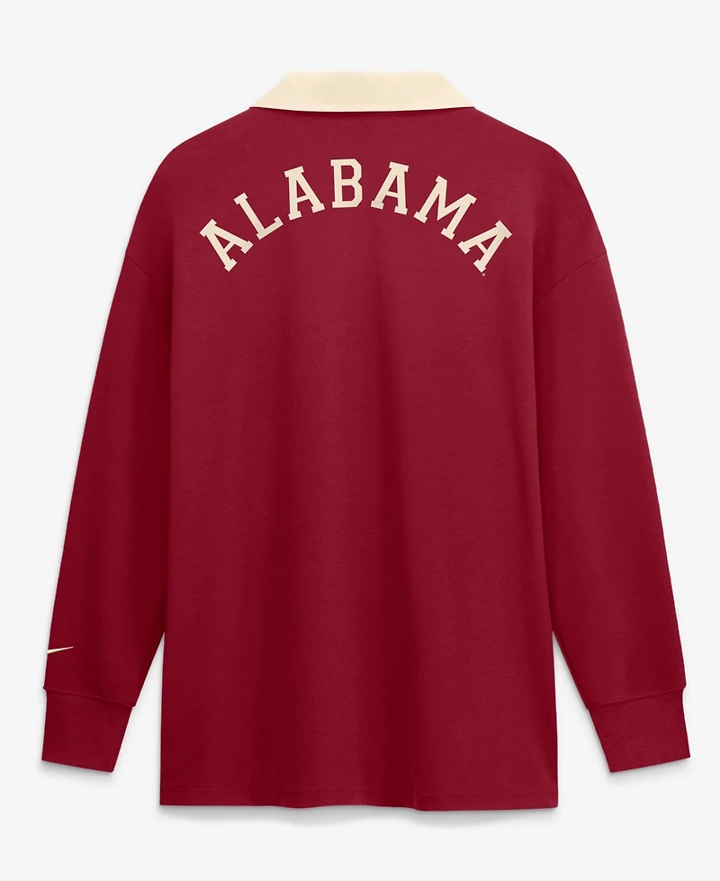 Nike Women's Crimson Alabama Tide Oversized Essential Dri-FITLong sleeves V-Neck Polo Shirt