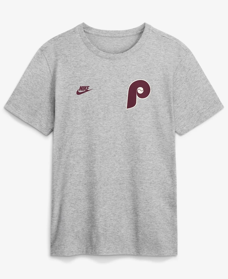 Nike Men's Heather Gray Philadelphia Phillies Cooperstown 2-Hit T-Shirt