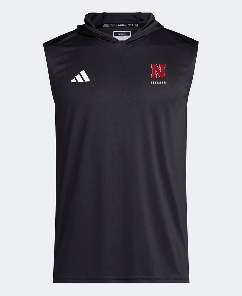 Adidas Men's Black Nebraska Huskers D4T Sleeveless Hoodie