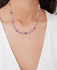 Macy's Simulated Pink Sapphire and Pink Cubic Zirconia Heart and 'X' 18'' Necklace