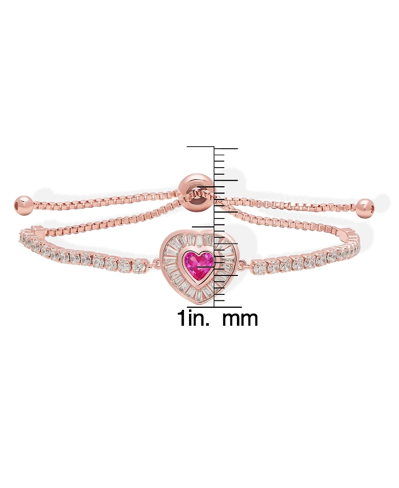 Macy's Simulated Pink Sapphire and Pink Cubic Zirconia Heart Adjustable Bracelet